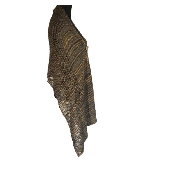 Georgina Estefania Green Tan Gold Button Up Shawl Shrug One Size - Picture 3 of 7
